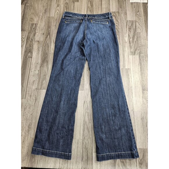 Eddie Bauer Jeans Womens 8 Curvy Trouser Denim Pants Wide Leg Specially Dyed - Picture 2 of 15